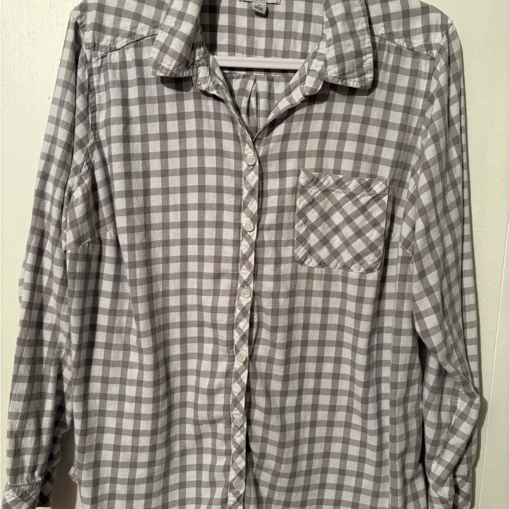 Croft & Barrow Light Gray Plaid Shirt